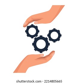Hand mit Zahnradsymbol
