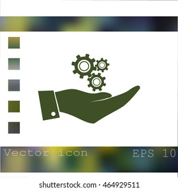 hand with gears icon