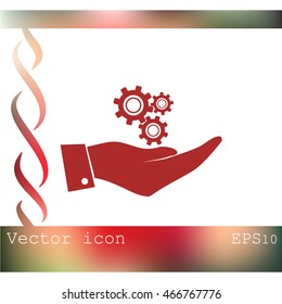 hand with gears icon