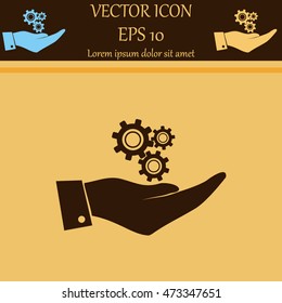 hand with gears icon
