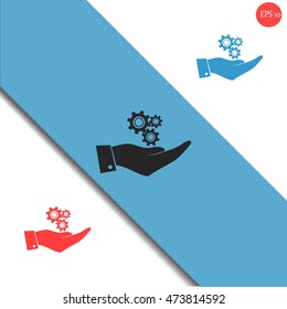 hand with gears icon