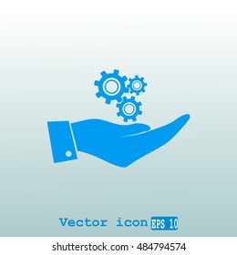 hand with gears icon