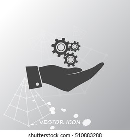 hand with gears icon