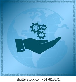 hand with gears icon