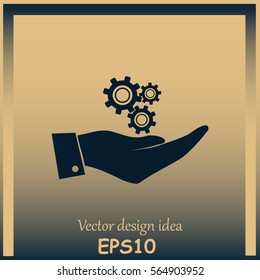 hand with gears icon