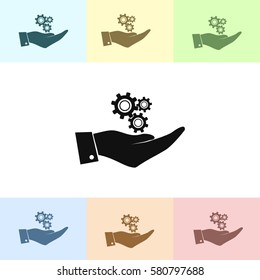 hand with gears icon