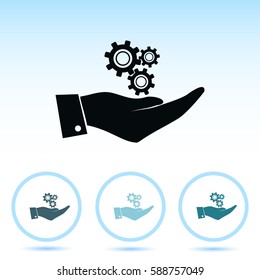 hand with gears icon