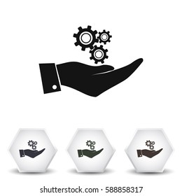 hand with gears icon