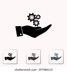 hand with gears icon