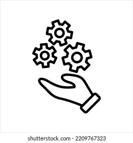 Hand and gears icon vector graphic illustration