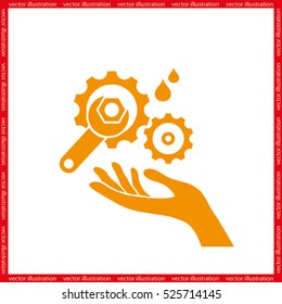 hand, gears and wrench icon vector illustration eps10.