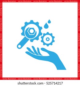hand, gears and wrench icon vector illustration eps10.