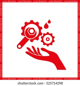 hand, gears and wrench icon vector illustration eps10.