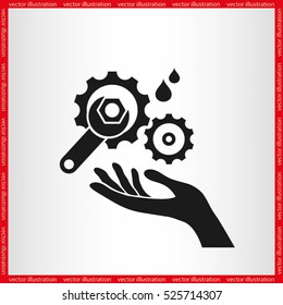 hand, gears and wrench icon vector illustration eps10.