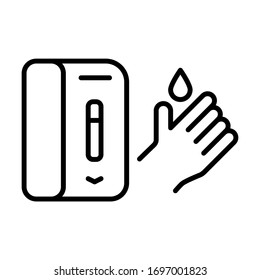 Dispensador de gel de mano. Vector de línea. Aislar sobre fondo blanco.