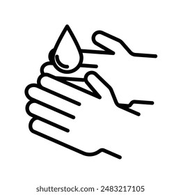 marca de logotipo lineal de icono de gel de mano en blanco y negro