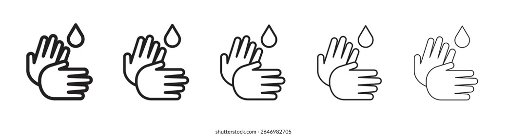 Hand Gel Symbol dünne flache Umriss Stil Vektorzeichen