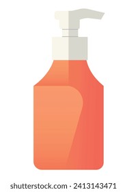 Hand gel, soap, sanitizer or hair conditioner bottle with a pump. Isolated vector illustration in flat style isolated on white