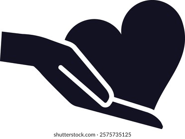 Hand gently holding a heart, symbolizing love, care, charity, and emotional support, perfect for Valentine s Day or any occasion celebrating affection and kindness