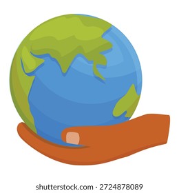 Mano que sostiene suavemente el planeta tierra, simbolizando la protección del medio ambiente, la conservación y la responsabilidad global