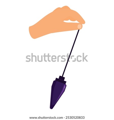 Hand is gently holding a swinging pendulum, used for divination and seeking answers