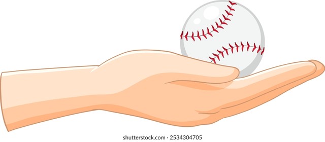 A hand gently holds a baseball, symbolizing sportsmanship