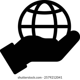 A hand gently holds a globe, symbolizing care, unity, and global connection. The hand's grip is firm yet delicate, supporting the world, emphasizing the interconnectedness of all nations.