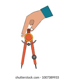 Hand with geometric compass