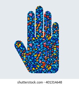 Hand with geometric pattern