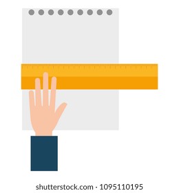 hand with geometric rule school icon