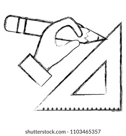 hand with geometric rule school icon