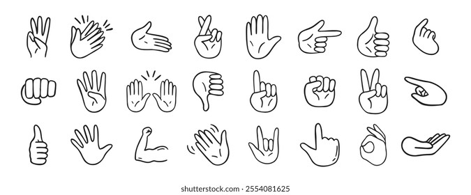 hand gesticulations doodle hand drawn icon. Outline drawing hand gesticulations line clipart symbol. Vector illustration