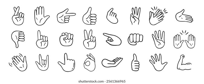 hand gesticulations doodle hand drawn icon. Outline drawing hand gesticulations line clipart symbol. Vector illustration