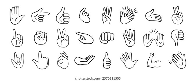 hand gesticulations doodle hand drawn icon. Outline drawing hand gesticulations line clipart symbol. Vector illustration