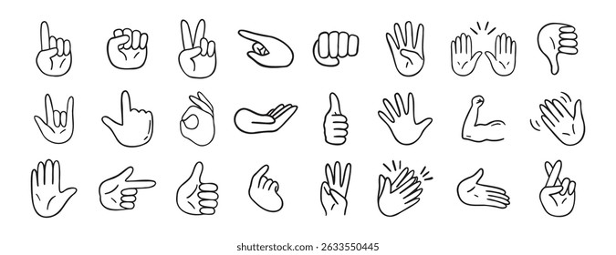 hand gesticulations doodle hand drawn icon. Outline drawing hand gesticulations line clipart symbol. Vector illustration