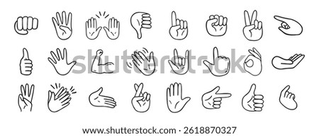 hand gesticulations doodle hand drawn icon. Outline drawing hand gesticulations line clipart symbol. Vector illustration
