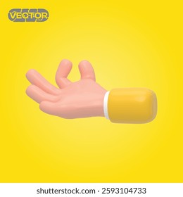hand gesture 3D vector icon set on a yellow background. realistic illustration