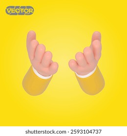 hand gesture 3D vector icon set on a yellow background. realistic illustration