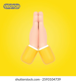 hand gesture 3D vector icon set on a yellow background. realistic illustration
