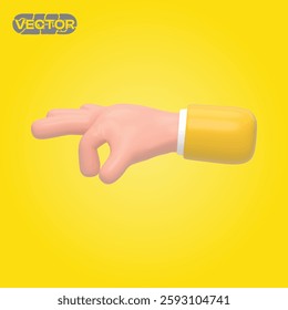 hand gesture 3D vector icon set on a yellow background. realistic illustration