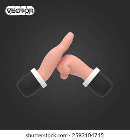 hand gesture 3D vector icon set on a black background. realistic illustration