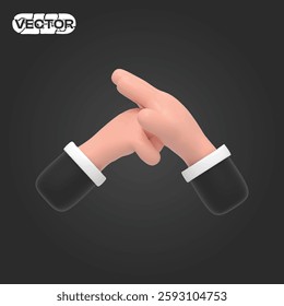 hand gesture 3D vector icon set on a black background. realistic illustration