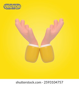 hand gesture 3D vector icon set on a yellow background. realistic illustration