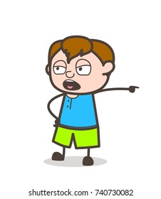 Hand Gesture in Aggression - Cute Cartoon Boy Illustration