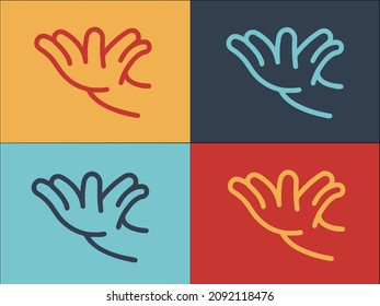 Hand Gesture All Fingers Logo Template, Simple Flat Icon of sign,finger,gesture