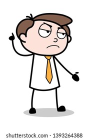 Hand Gesture in Angry Mood - Office Businessman Employee Cartoon Vector Illustration﻿