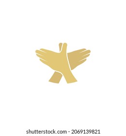 Hand gesture bird illustration logo design