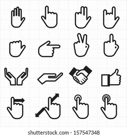 Hand gesture black icons vector