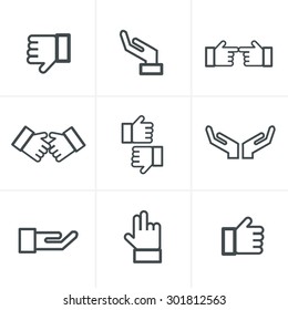 Hand gesture black icons vector