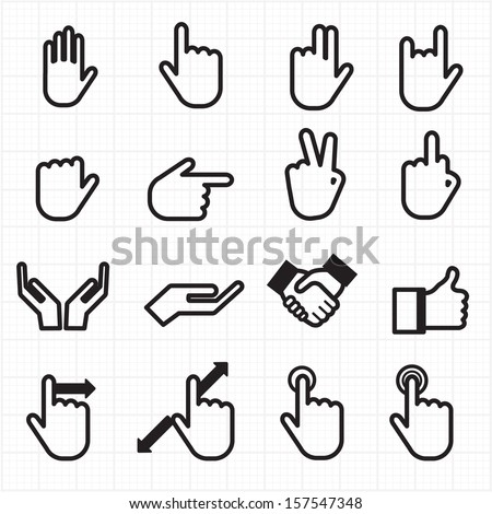 Hand gesture black icons vector